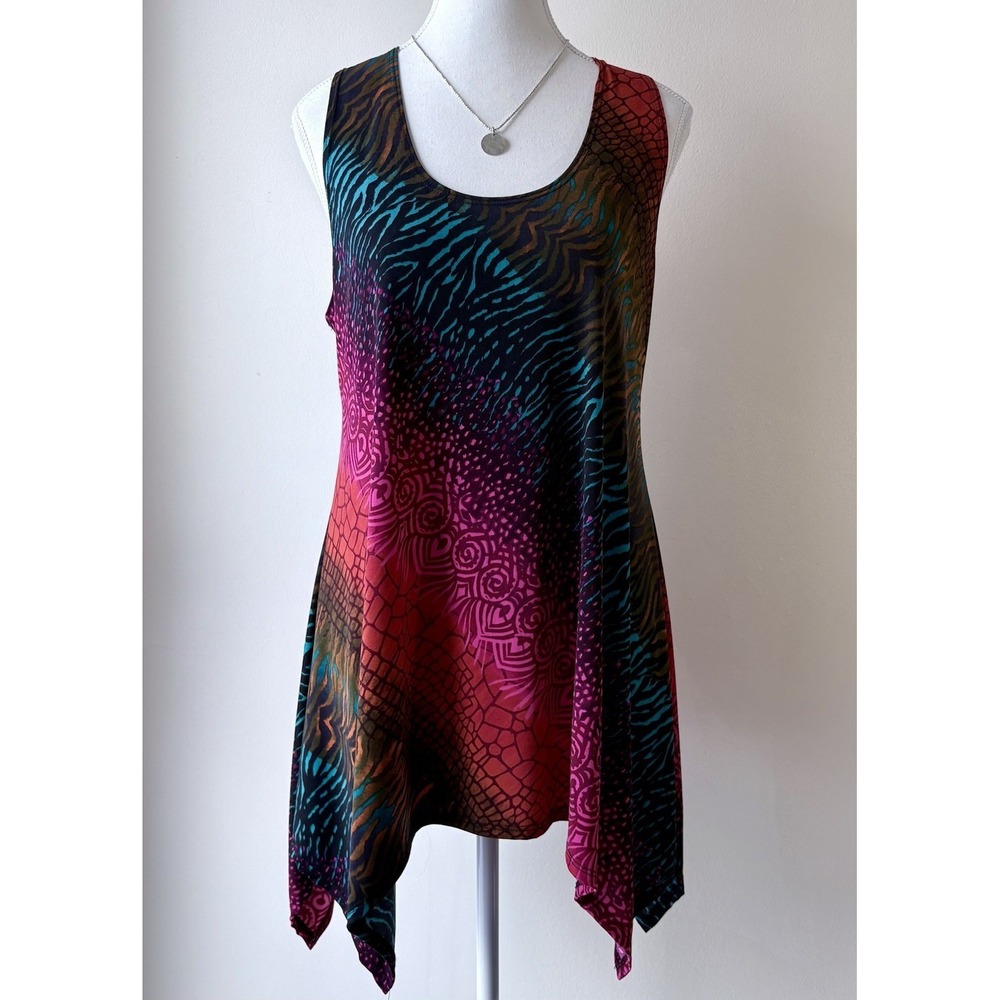 Jostar Women's Asymmetrical Festive Tunic M Multicolor Festival Party Sleeveless